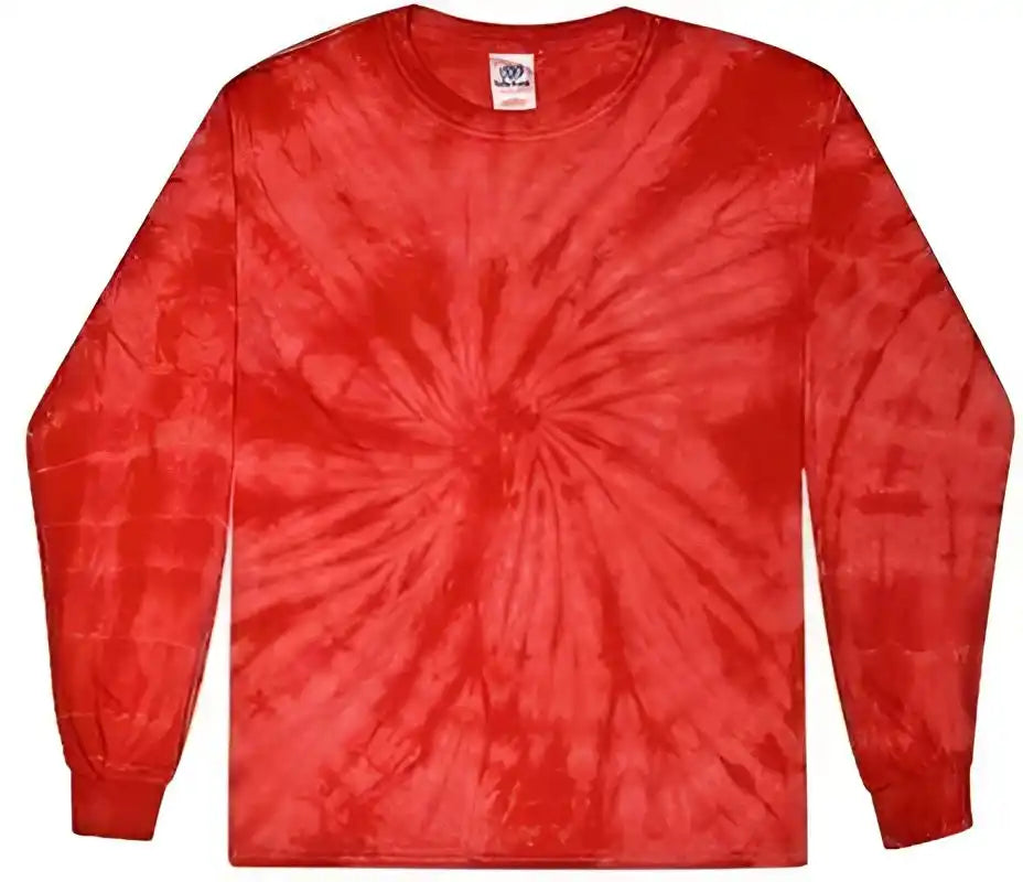 Colortone 2000y Youth Tie Dyed Long Sleeve t Shirt Spider Red