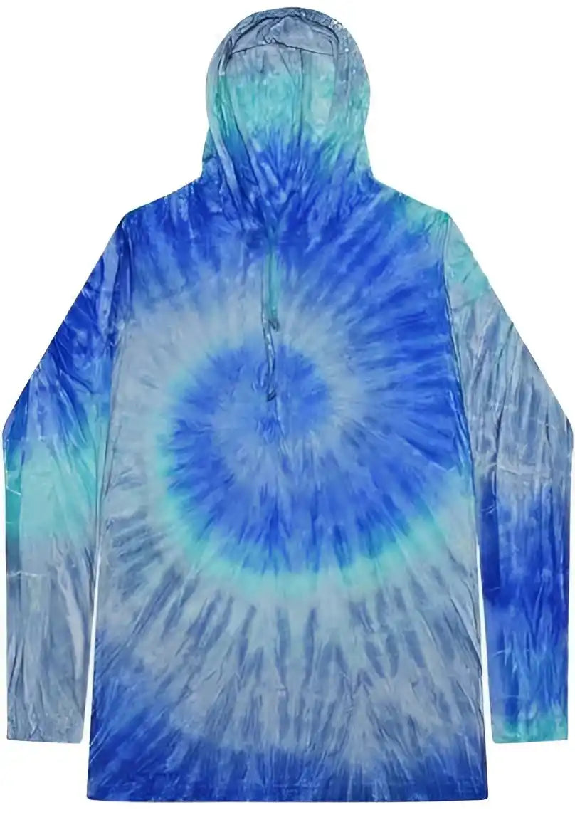 Colortone 2777 Tie Dyed Hooded Long Sleeve t Shirt Blue Jerry