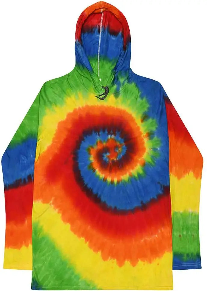 Colortone 2777 Tie-dyed Hooded Long Sleeve T-shirt - Moondance Red - Multi-colored / s