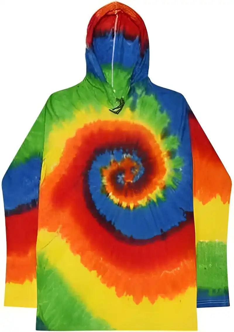 Colortone 2777 Tie Dyed Hooded Long Sleeve t Shirt Moondance Red