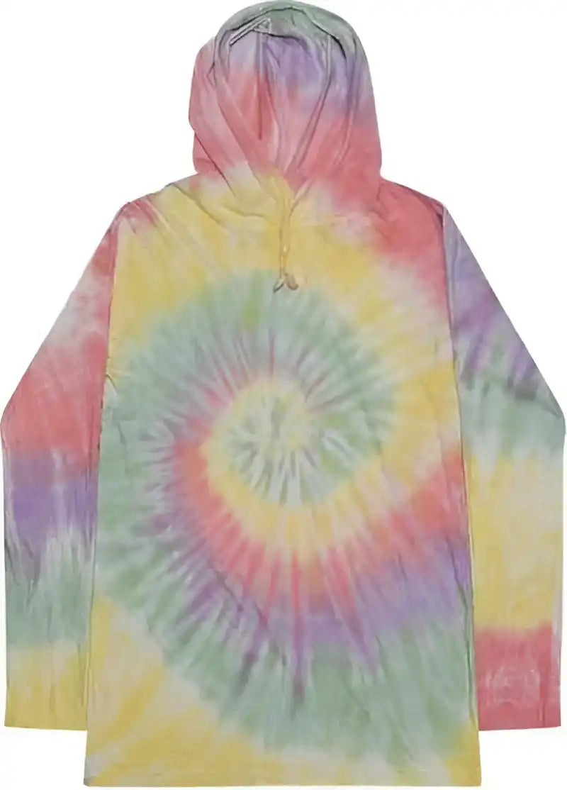 Colortone 2777 Tie Dyed Hooded Long Sleeve t Shirt Zen Rainbow