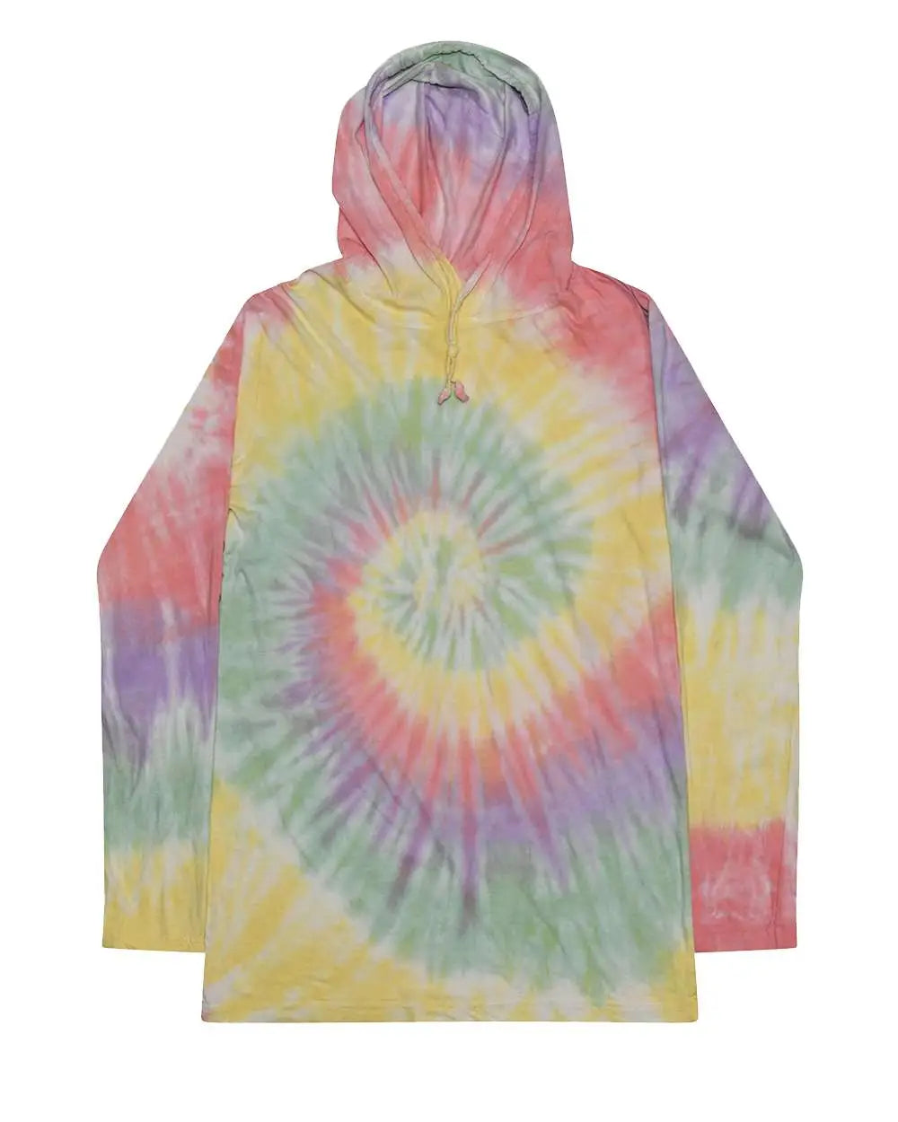 Colortone 2777 Tie-dyed Hooded Long Sleeve T-shirt - Zen Rainbow - Multi-colored / s