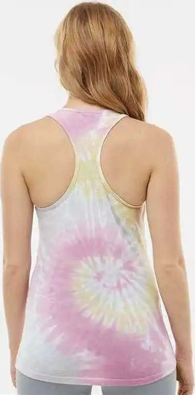 Colortone 3400 Tie Dyed Racerback Tank Top Desert Rose