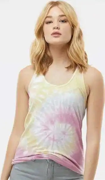 Colortone 3400 Tie Dyed Racerback Tank Top Desert Rose