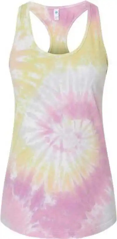 Colortone 3400 Tie Dyed Racerback Tank Top Desert Rose