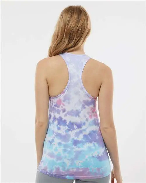 Colortone 3400co Women’s Tie-dyed Racerback Tank Top - 3400 - Cotton Candy