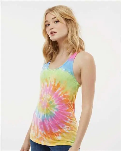 Colortone 3400co Women’s Tie-dyed Racerback Tank Top - 3400 - Eternity