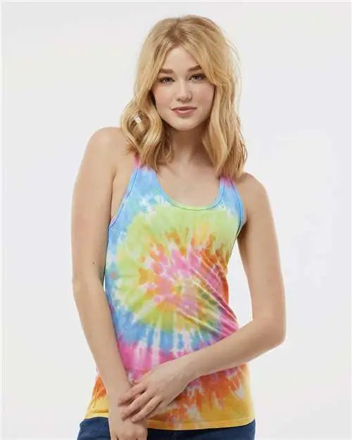 Colortone 3400co Women’s Tie-dyed Racerback Tank Top - 3400 - Eternity