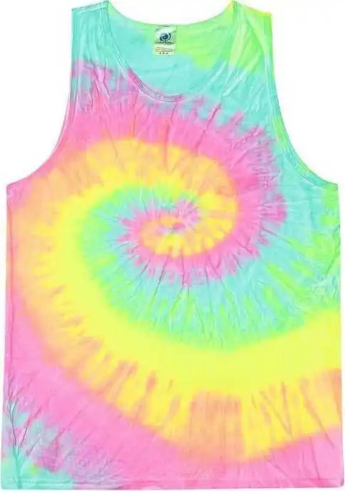 Colortone 3500 Unisex Tie Dyed Tank Top Minty Rainbow