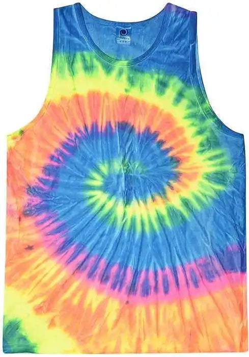 Colortone 3500 Unisex Tie Dyed Tank Top Neon Rainbow