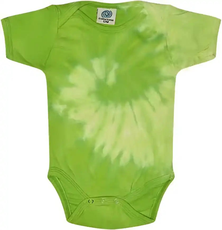Colortone 5100 Infant Tie Dyed Onesie Spiral Lime