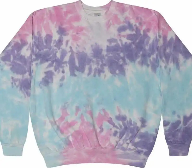 Colortone 8100 Tie Dyed Fleece Crewneck Sweatshirt Cotton Candy