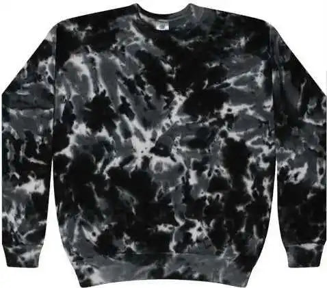 Colortone 8100 Tie Dyed Fleece Crewneck Sweatshirt Multi Black