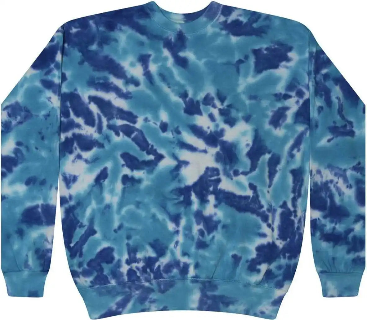 Colortone 8100 Tie Dyed Fleece Crewneck Sweatshirt Multi Blue