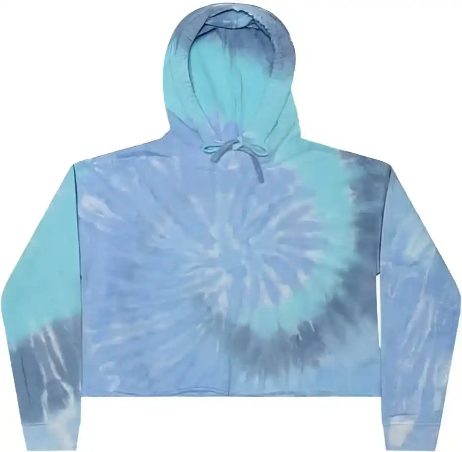 Colortone 8333 Tie-dyed Crop Hooded Sweatshirt - Lagoon