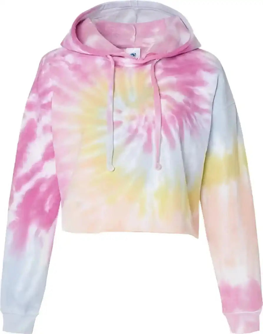 Colortone 8333 Women’s Tie-dyed Crop Hooded Sweatshirt - Desert Rose