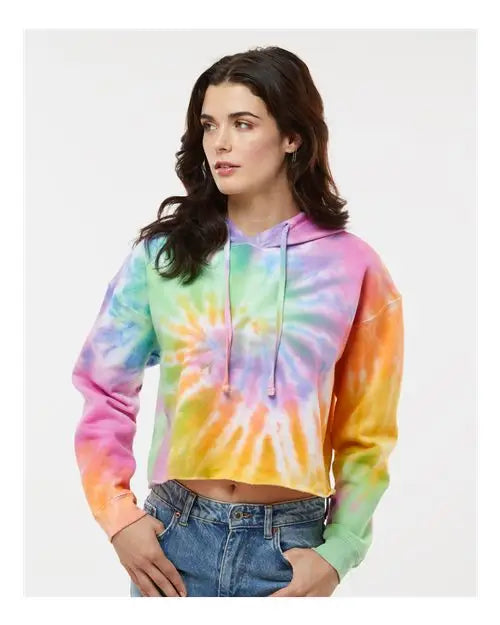 Colortone 8333 Women’s Tie-dyed Crop Hooded Sweatshirt - Eternity