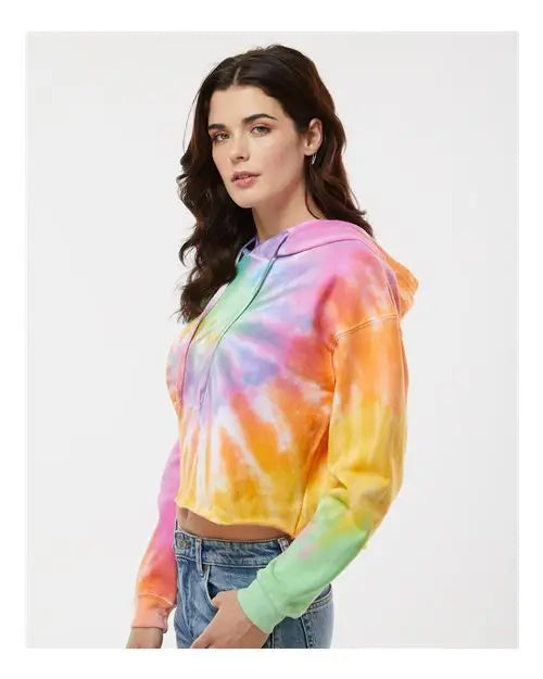 Colortone 8333 Women’s Tie-dyed Crop Hooded Sweatshirt - Eternity