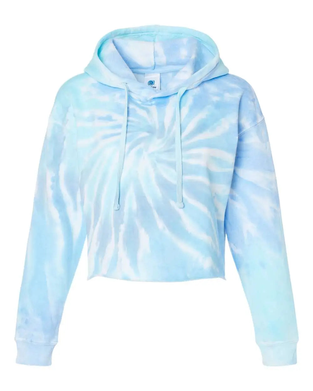 Colortone 8333 Women’s Tie-dyed Crop Hooded Sweatshirt - Lagoon - Ladies Xs