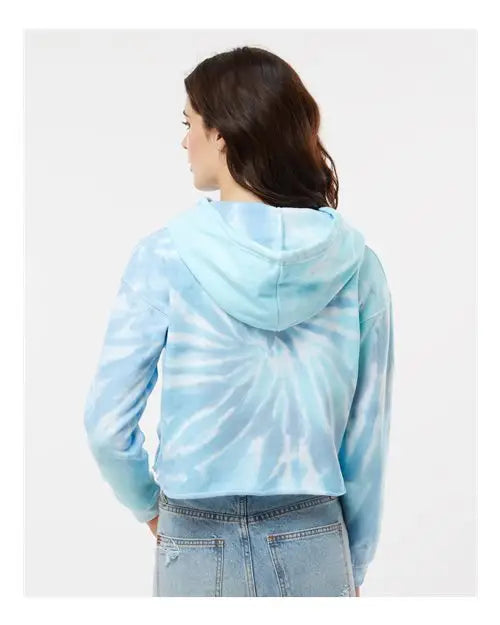 Colortone 8333 Women’s Tie-dyed Crop Hooded Sweatshirt - Lagoon