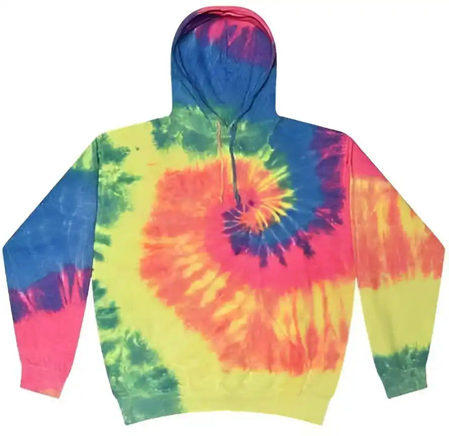 Colortone 8777 Tie Dyed Hooded Sweatshirt Neon Rainbow
