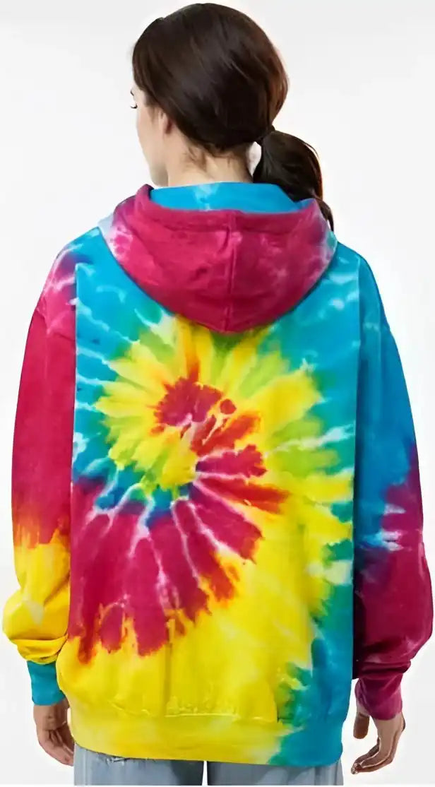 Colortone 8777 Tie Dyed Hooded Sweatshirt Reactive Rainbow