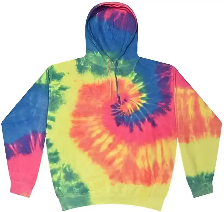 Colortone 8777y Youth Tie Dyed Hooded Sweatshirt Neon Rainbow