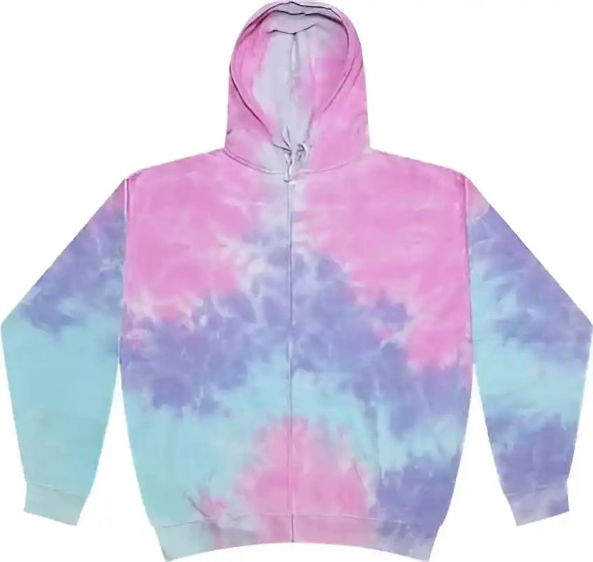 Colortone 8888 Tie Dyed Full Zip Hooded Sweatshirt Cotton Candy