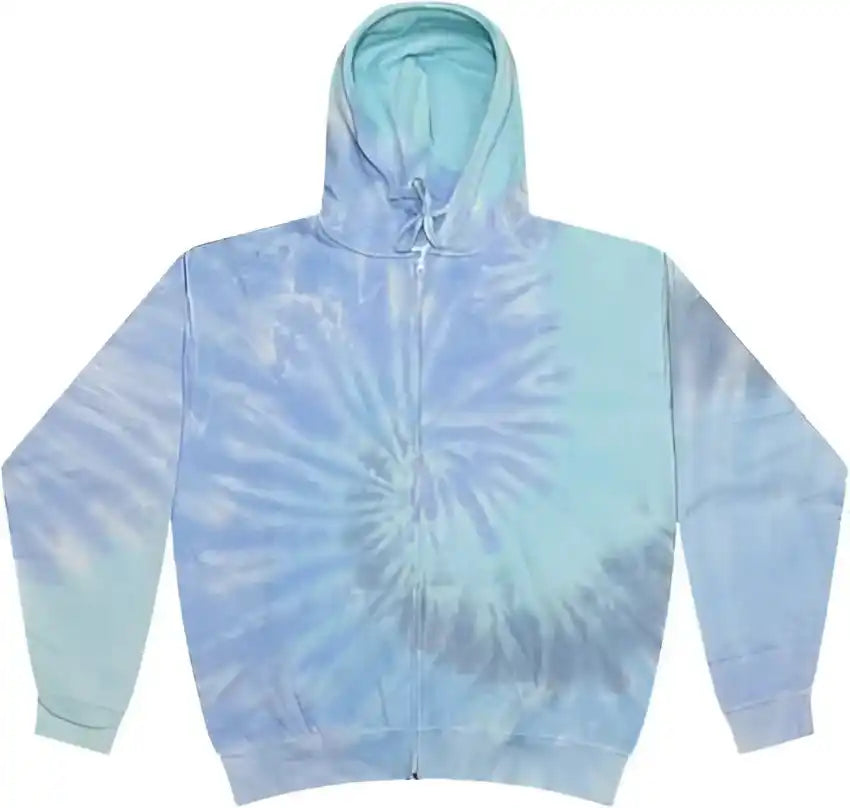 Colortone 8888 Tie Dyed Full Zip Hooded Sweatshirt Lagoon