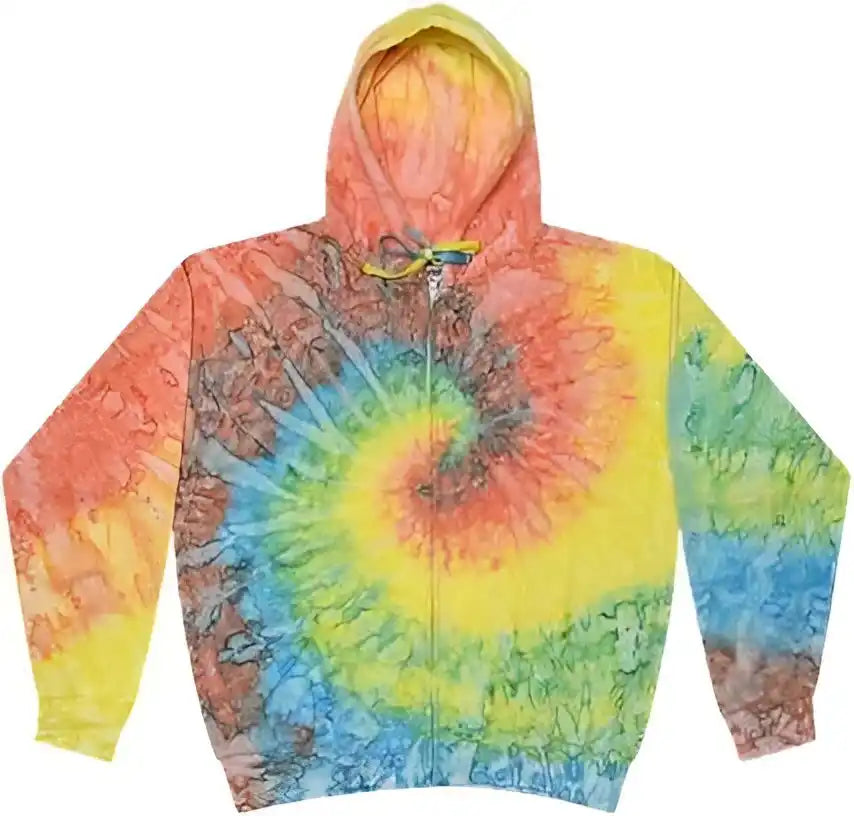 Colortone 8888 Tie-dyed Full-zip Hooded Sweatshirt - Mykonos