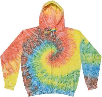 Colortone 8888 Tie-dyed Full-zip Hooded Sweatshirt - Mykonos