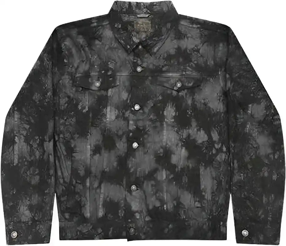 Colortone 9050 Tie Dyed Denim Jacket Black Crinkle