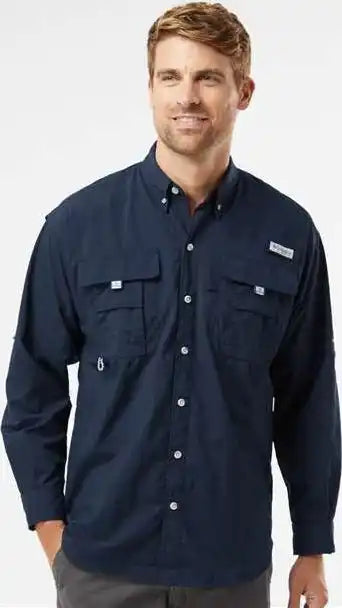 Columbia 212463 Pfg Bahama Ii Long Sleeve Shirt Collegiate Navy