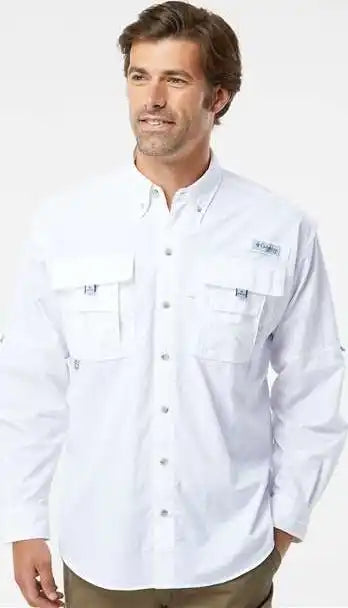 Columbia 212463 Pfg Bahama Ii Long Sleeve Shirt White