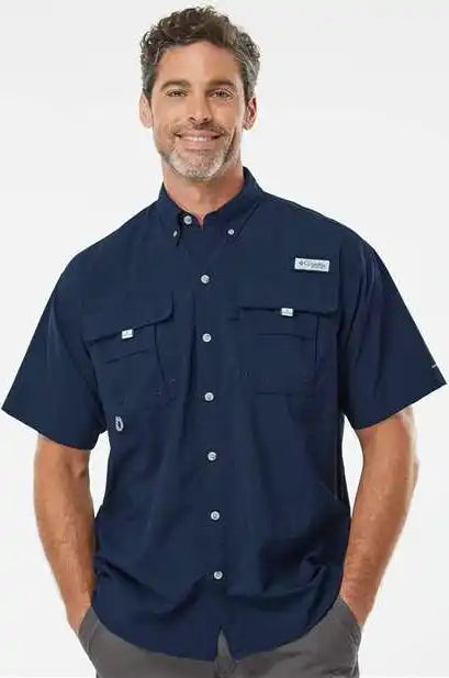 Columbia 212464 Pfg Bahama Ii Short Sleeve Shirt - Collegiate Navy