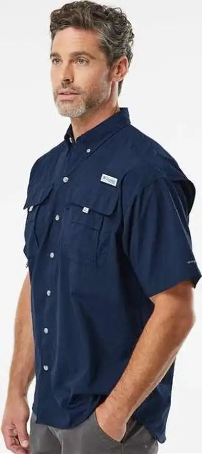 Columbia 212464 Pfg Bahama Ii Short Sleeve Shirt - Collegiate Navy