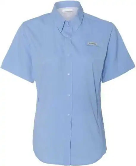 Columbia 212466 Women’s Pfg Tamiami Ii Short Sleeve Shirt - White Cap Blue