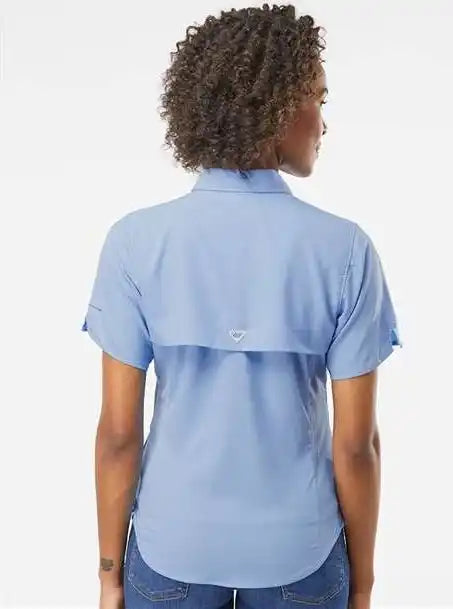 Columbia 212466 Women’s Pfg Tamiami Ii Short Sleeve Shirt - White Cap Blue