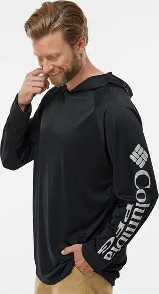 Columbia 212482 Pfg Terminal Tackle Hooded Long Sleeve t Shirt Black Cool Gray
