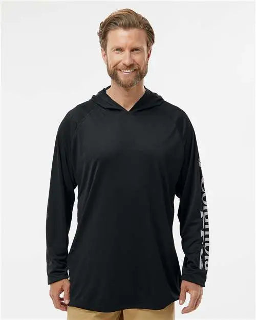 Columbia 212482 Pfg Terminal Tackle™ Hooded Long Sleeve T-shirt - Black Cool Grey