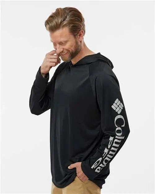 Columbia 212482 Pfg Terminal Tackle™ Hooded Long Sleeve T-shirt - Black Cool Grey
