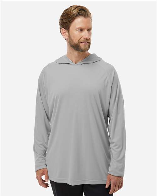 Columbia 212482 Pfg Terminal Tackle Hooded Long Sleeve T-shirt - Cool Grey Vivid Blue