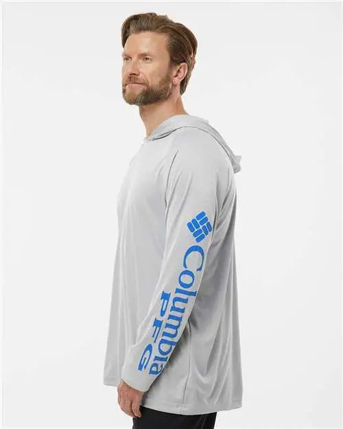 Columbia 212482 Pfg Terminal Tackle™ Hooded Long Sleeve T-shirt - Cool Grey Vivid Blue