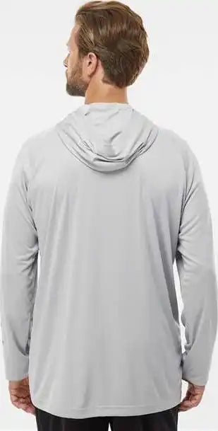 Columbia 212482 Pfg Terminal Tackle Hooded Long Sleeve t Shirt Cool Gray Vivid Blue