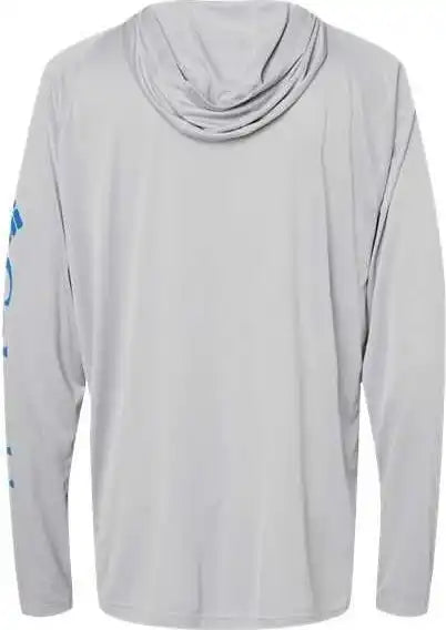 Columbia 212482 Pfg Terminal Tackle Hooded Long Sleeve t Shirt Cool Gray Vivid Blue
