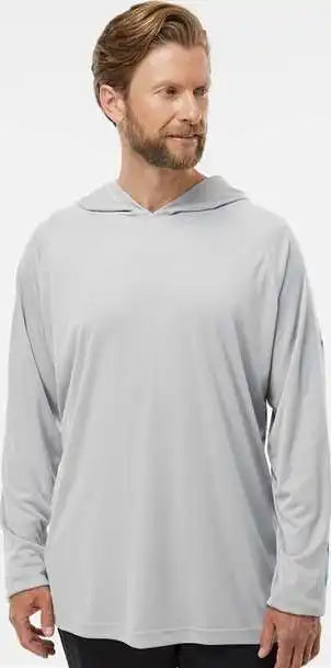 Columbia 212482 Pfg Terminal Tackle Hooded Long Sleeve t Shirt Cool Gray Vivid Blue