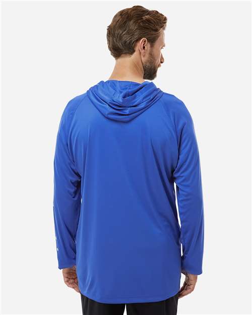Columbia 212482 Pfg Terminal Tackle Hooded Long Sleeve T-shirt - Vivid Blue Cool Grey