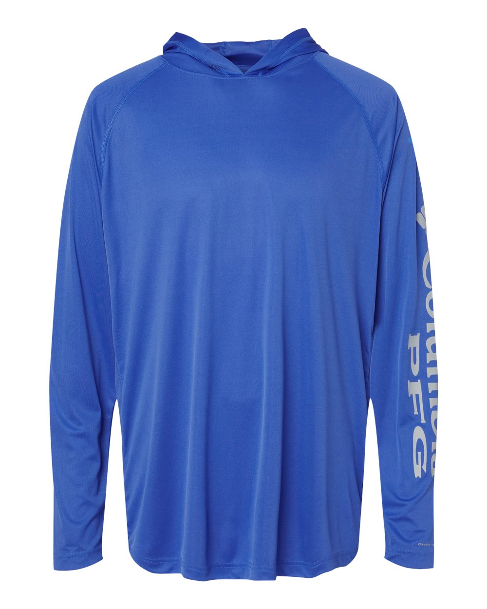 Columbia 212482 Pfg Terminal Tackle Hooded Long Sleeve T-shirt - Vivid Blue Cool Grey