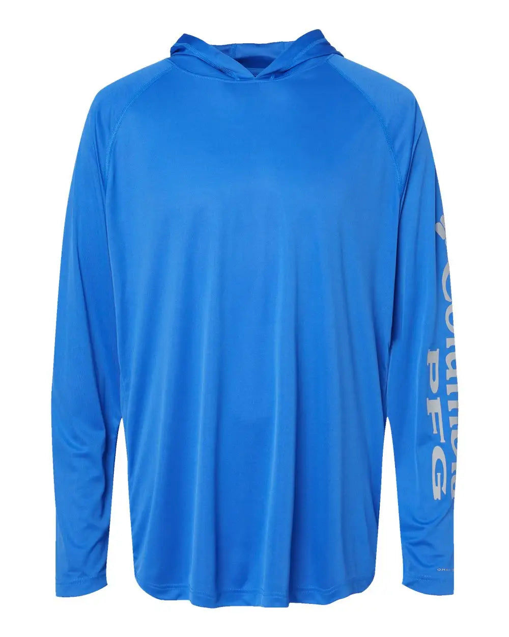 Columbia 212482 Pfg Terminal Tackleâ„¢ Hooded Long Sleeve T-shirt - Vivid Blue Cool Grey