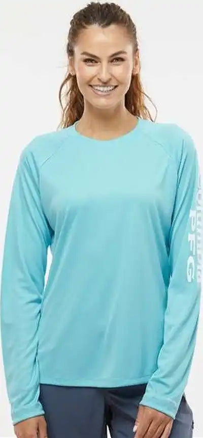 Columbia 212485 Women’s Pfg Tidal Tee Ii Long Sleeve - Clear Blue White